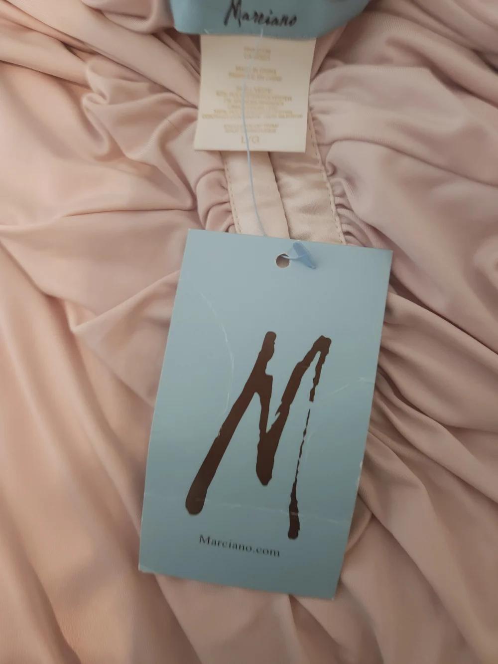 NWT. Marciano Pale Pink Ruched Neck Sleeveless Dress. Size L. - Picture 6 of 7